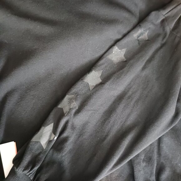 NWT AQUA Athletic Star Sleeve Pullover Hooded Sweatshirt Black Size L - Picture 8 of 13